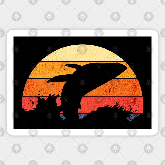 Retro Sunset Humpback Whale Breaching Sticker by HolidayBug